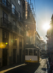 famous yellow tram in lisbon