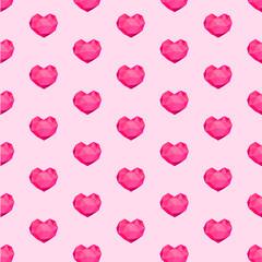 Valentine's day. Vector seamless pattern with geometric hearts, polygonal hearts, diamond hearts. Pattern for fabric, textile, wrapping paper, wallpaper, backdrop for wedding, invitation card.