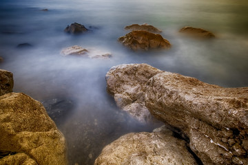 Obraz premium long exposure of sea and rocks