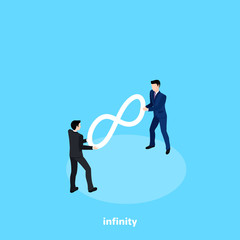 men in business suits draw the sign of infinity, isometric image