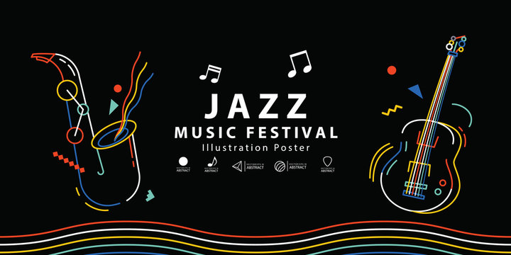 Jazz music festival banner poster illustration vector. Music concept.