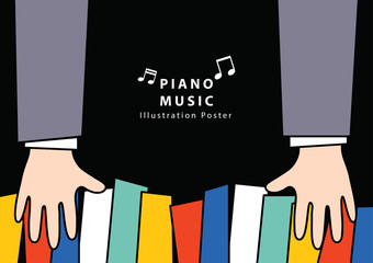 Piano music Poster A4 illustration vector. Music concept.