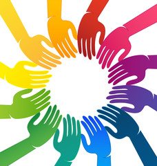 Different colorful hands coming together for change, icon - 186900435