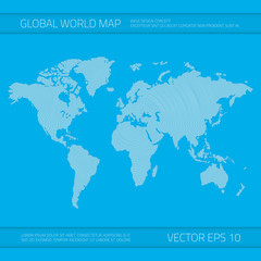 Wave world map vector.