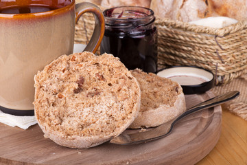 Cinnamon English Muffin Sliced in Half