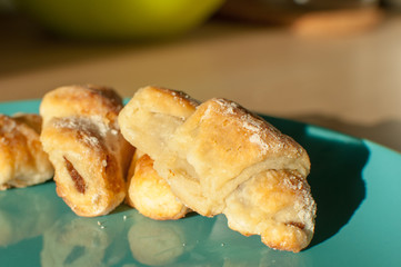 Freshly baked traditional mini-croissants