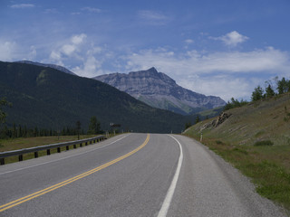 Highway 541 with mountains in the background, Kananaskis Country, Southern Alberta, Alberta, Canada