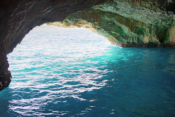 Natural through grot near Zanjic, peninsula Lustica, Montenegro.
