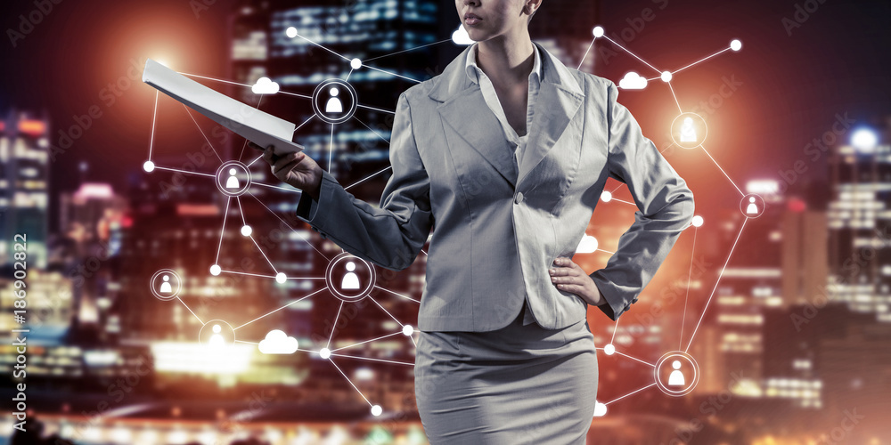 Aufkleber concept of modern business networking that connect and cooperate