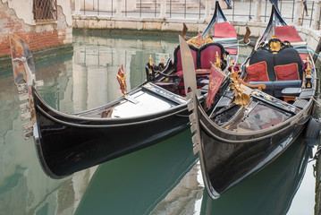 Fototapeta na wymiar two Venetian gondolas