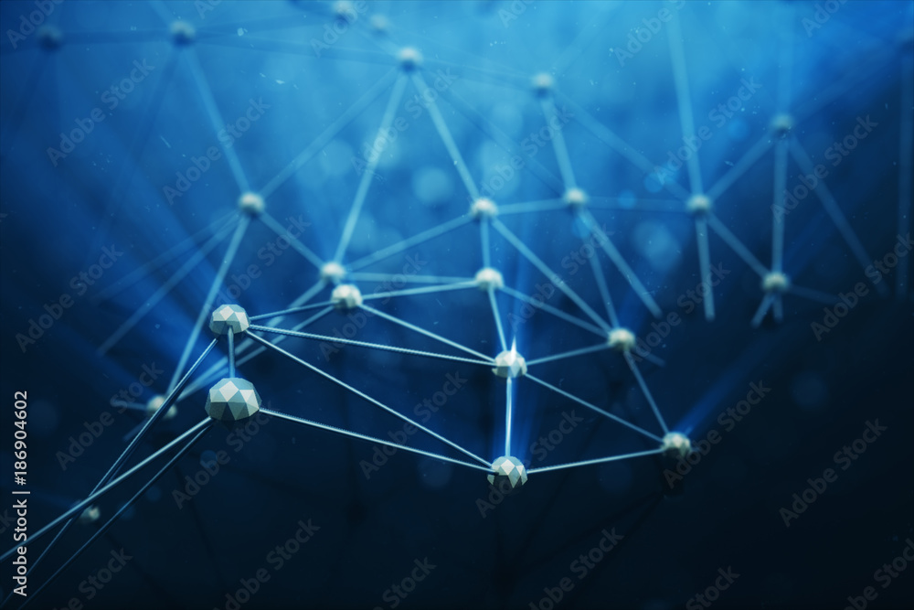 Poster 3d illustration abstract bacgkround connection dots and lines of technology. connection structure. s