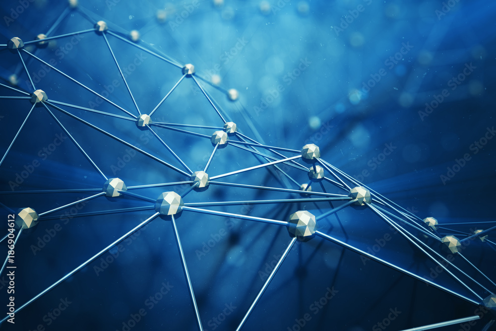 Poster 3d illustration abstract bacgkround connection dots and lines of technology. connection structure. s