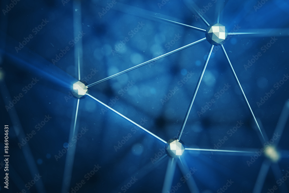 Poster 3d illustration abstract bacgkround connection dots and lines of technology. connection structure. s