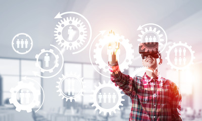 Guy wearing checked shirt and virtual mask demonstrating some emotions