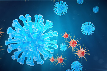 Fototapeta na wymiar 3d Illustration, Hepatitis, H1N1, HIV, FLU, AIDS viruses abstract background, Hepatitis viruses in infected organism