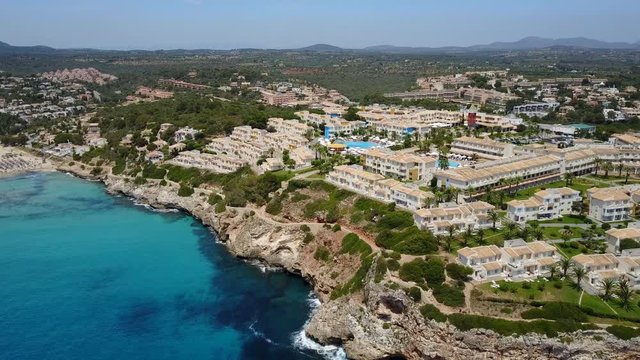 Porto Cristo, Majorca, Spain. Top aerial view of the resort Blau Punta Reina