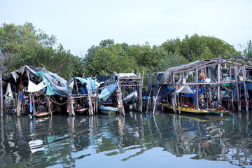 Local fishing boats of the country Thailand   