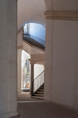 Historical Curve in Building and Stairs in Daytime in Rome Italy 2013