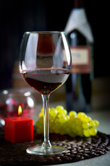 a glass of red wine