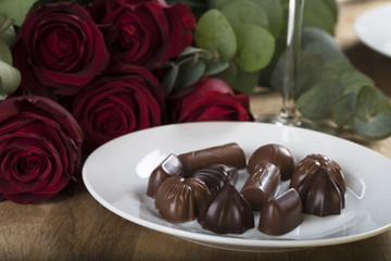 Chocolates with Red Roses
