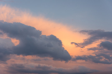 blue sky with clouds at sunset