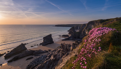 Bedruthan Steps sunset thrift