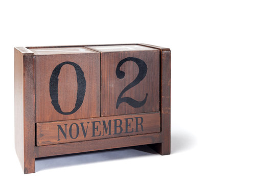 Wooden Perpetual Calendar set to November 2nd