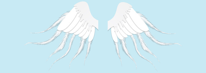 Fototapeta premium Wings. Vector illustration on blue background. Origami style