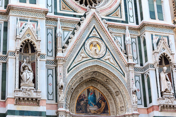 Fototapeta na wymiar Florence Cathedral facade details, Tuscany, Italy