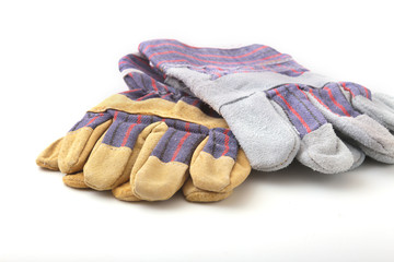 safety gloves on white background. Protective worker gloves.