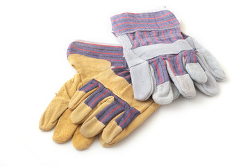 safety gloves on white background. Protective worker gloves.