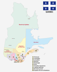 Province quebec administrative and political vector map