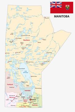 Province manitoba administrative and political vector map