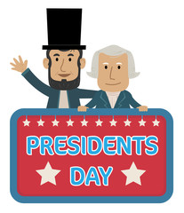 Presidents Day Clip-art - Presidents Day Sign with Abraham Lincoln and George Washington. Eps10