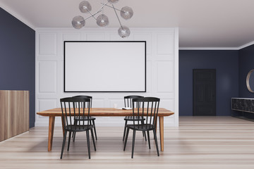 Blue and white dining room, long poster