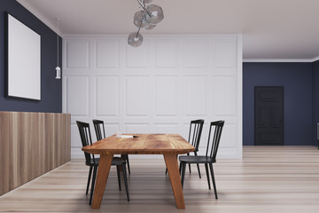 Blue and white dining room, long poster side