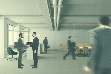 White open space office, people, blur