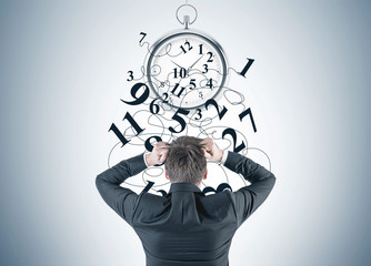 Businessman in terror, deadline concept
