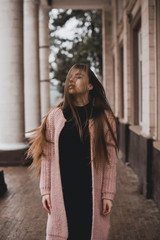 Fine long hair of the girl flutter in movement