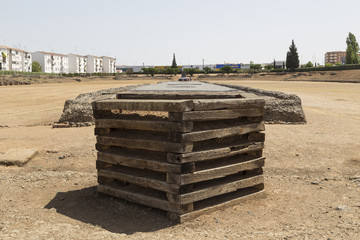Fototapeta na wymiar Central Spine of the Roman Hypodrome of Merida, Spain