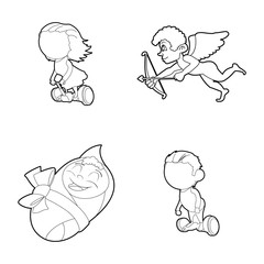 Kids icon set, outline style