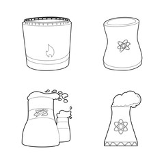 Power plant icon set, outline style
