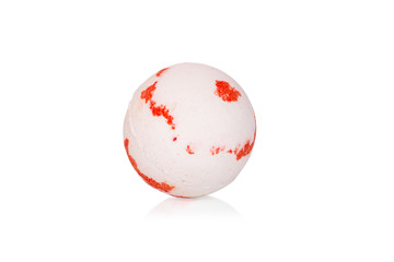 White and red bomb for a bath, isolated on white background