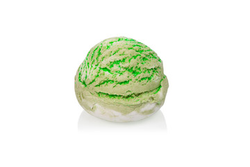 a bomb for a bath, green ice cream isolated on white background
