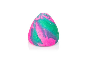 Pink and green bomb for a bath, isolated on white background