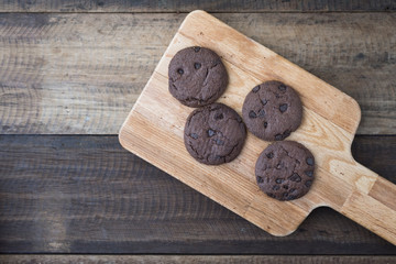 cookies on a wooden table (top view)