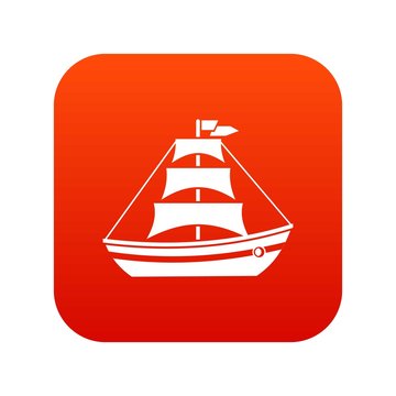 Boat with sails icon digital red