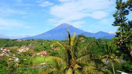 Fototapeta na wymiar Mount Sumbing in Central Java, Indonesia. Seen from Magelang City