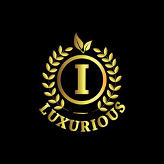 I Luxurious Logo Gold Vector Template Design