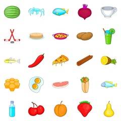 Workpiece icons set, cartoon style